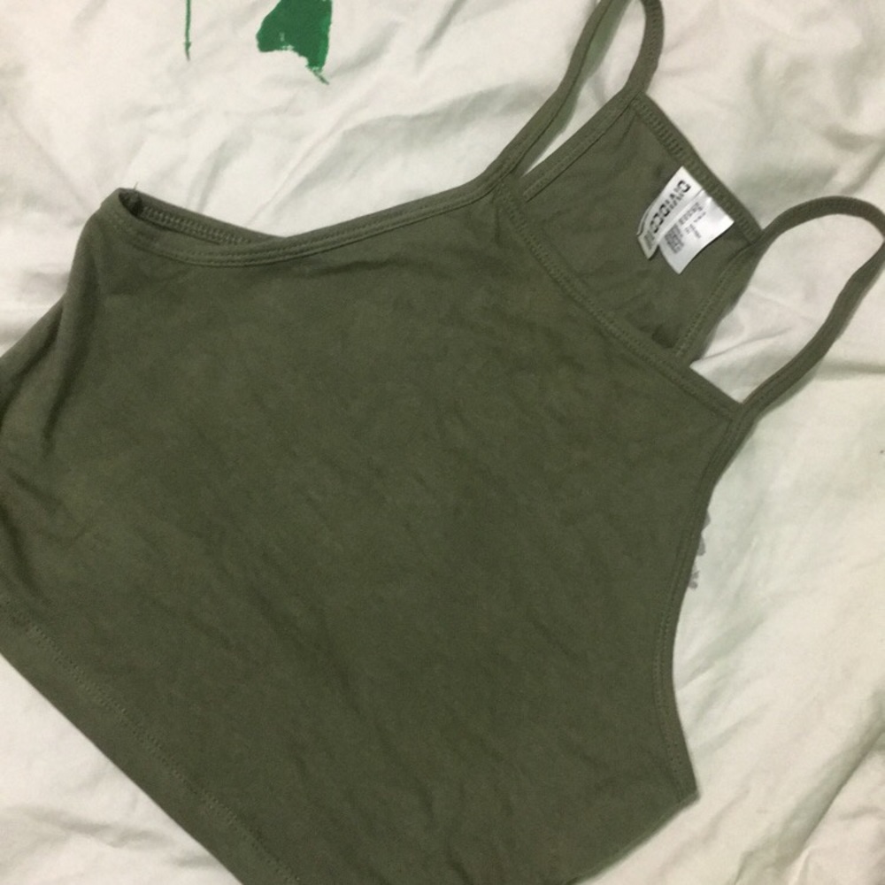 Solid Olive Green Crop Top H&M